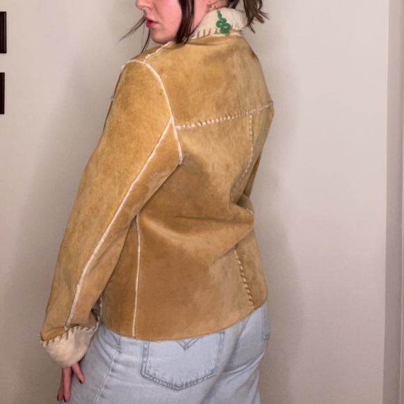 Y2K Vintage Suede Faux Fur Paneled Leather  Suede Jacket - Picture 3 of 10